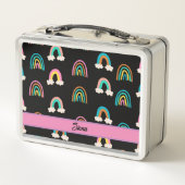 Niedliches Regenbogenmuster Personalisierter Name Metall Brotdose (Rückseite)