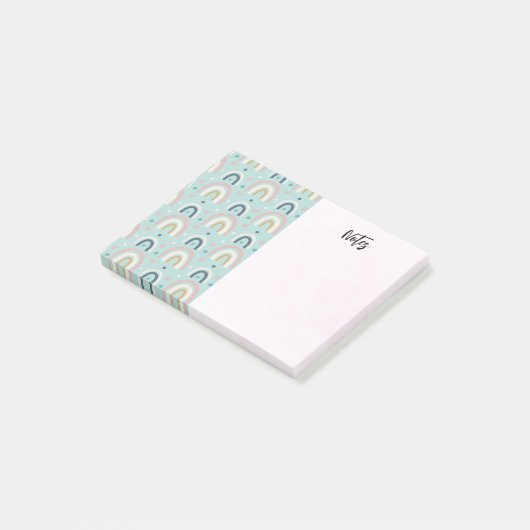 Niedliches Regenbogenmuster Post-it Klebezettel (angewinkelt)