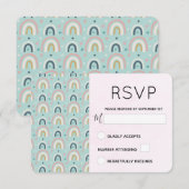 Niedliches Regenbogenmuster RSVP Karte (Vorne/Hinten)