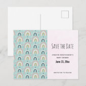 Niedliches Regenbogenmuster Save the Date Einladungspostkarte (Vorne/Hinten)