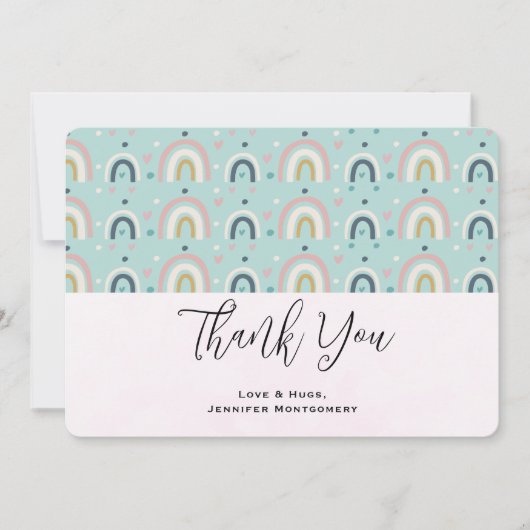 Niedliches Regenbogenmuster Vielen Dank Dankeskarte (Vorderseite)