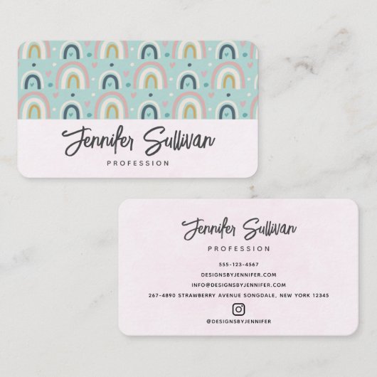 Niedliches Regenbogenmuster Visitenkarte (Vorne/Hinten)