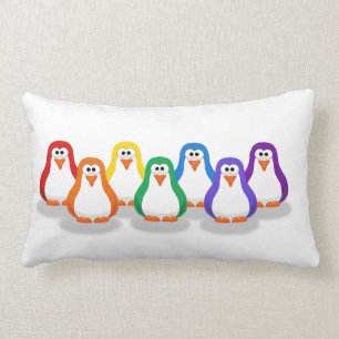 Niedliches Regenbogenpenguin-Kissen Lendenkissen