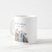 Niedliches Regenbogenregal & Bücher Lehrermonogram Kaffeetasse (Vorderseite Links)