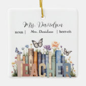 Niedliches Regenbogenregal & Bücher Lehrermonogram Keramikornament (Vorderseite)