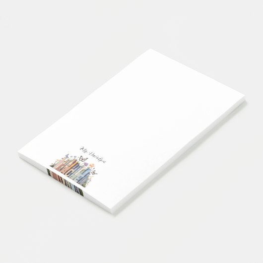 Niedliches Regenbogenregal & Bücher Lehrermonogram Post-it Klebezettel (angewinkelt)