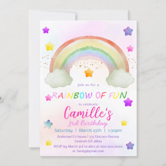 Niedliches Regenbogenstar-Geburtshaus Einladung