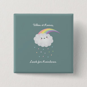 Niedliches Regenbogenwolken-Regen Inspiration Zita Button