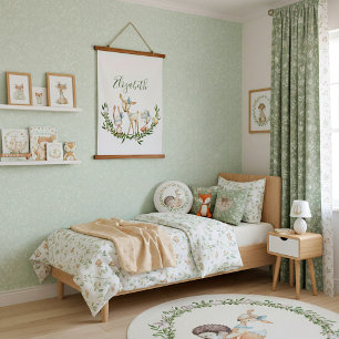 Niedliches Reh-Baby Wandteppich Mit Holzrahmen