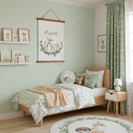 Niedliches Reh-Baby Wandteppich Mit Holzrahmen