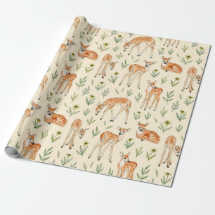 Niedliches Reh mit wild lebenden Blume nahtlos pa Geschenkpapier