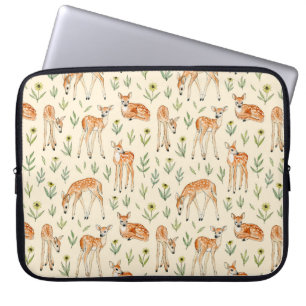Niedliches Reh mit wild lebenden Blume nahtlos pa Laptopschutzhülle