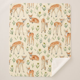 Niedliches Reh mit wild lebenden Blume nahtlos pa Sherpadecke