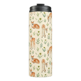 Niedliches Reh mit wild lebenden Blume nahtlos pa Thermosbecher
