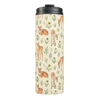 Niedliches Reh mit wild lebenden Blume nahtlos pa Thermosbecher