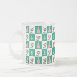 Niedliches Reindeer Santa Merry Weihnachtsbaum Par Mattglastasse