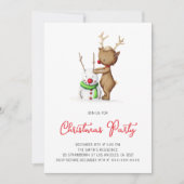 Niedliches Reindeer Snowman Weihnachtsfest Party Einladung (Vorderseite)