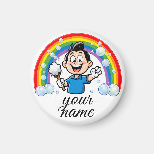 Niedliches Reinigungsmaskottchen Regenbogen-Cartoo Magnet