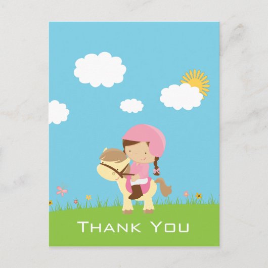 Niedliches Reitmädchen danke Postkarte (Vorderseite)