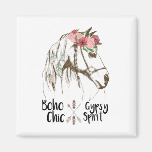 Niedliches Reitpferd Shirt Boho Hippie Western Rei Magnet