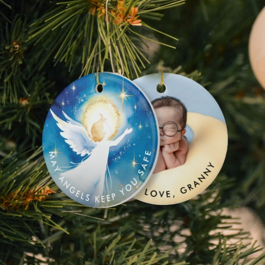 Niedliches Religiöses Guardian Angel Watercolor Fo Keramik Ornament