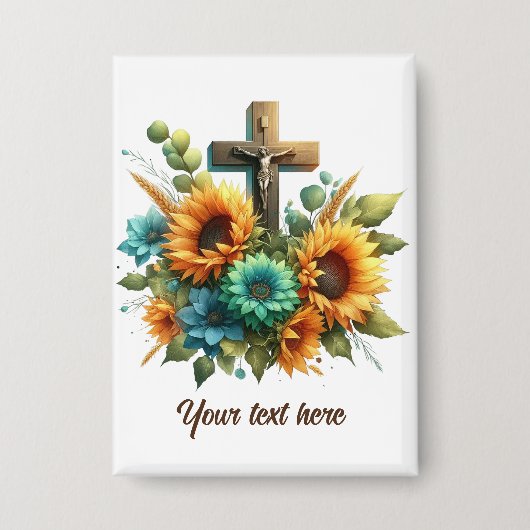 Niedliches religiöses Kreuz hinzufügen Button (Vorderseite)