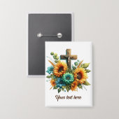 Niedliches religiöses Kreuz hinzufügen Button (Vorderseite/Rückseite)