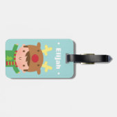 Niedliches Ren-Jungen-Weihnachten für Kinder Gepäckanhänger (Rückseite horizontal)