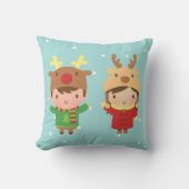 Niedliches Ren scherzt Weihnachtsdekorationen Kissen (Vorderseite)