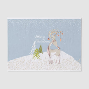 Niedliches Ren und Robin im Schnee Seidenpapier