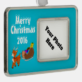 Niedliches Ren-Weihnachtskundenspezifische Rahmen-Ornament Silber (Rechts)