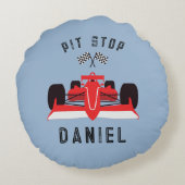 Niedliches Rennauto für Kinder Rundes Kissen (Rückseite)