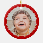 Niedliches Rentier Baby's First Christmas Foto Keramik Ornament (Hinten)
