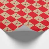 Niedliches Rentier-Braun- und Rotmuster Geschenkpapier (Ecke)