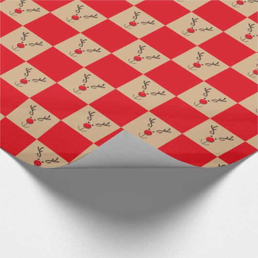 Niedliches Rentier-Braun- und Rotmuster Geschenkpapier (Ecke)