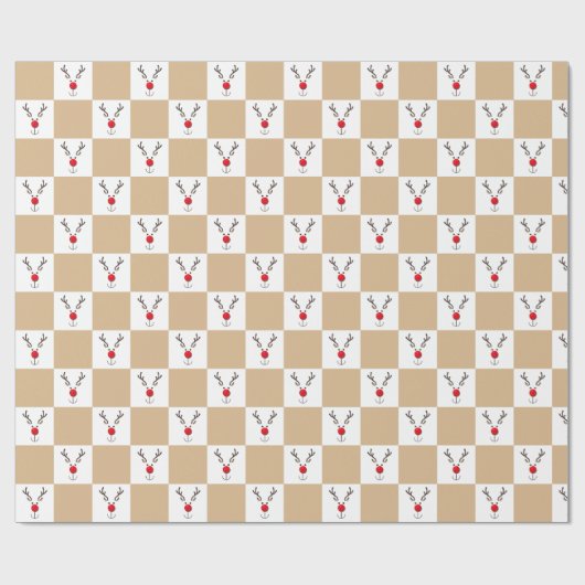 Niedliches Rentier-Braun- und Weißmuster Geschenkpapier (Flach)