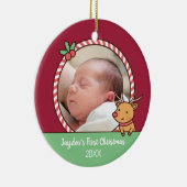 Niedliches Rentier Doodle Baby's First Christmas F Keramik Ornament (Rechts)