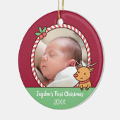 Niedliches Rentier Doodle Baby's First Christmas F Keramik Ornament (Links)