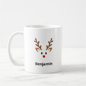 Niedliches Rentier-Gesicht mit rotem Notennamen Kaffeetasse (Links)