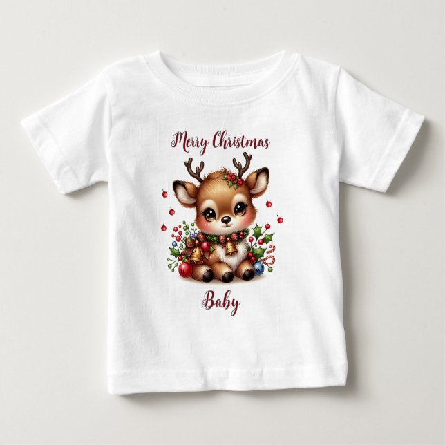 Niedliches Rentier Holiday Shirt - Personalisierte (Vorderseite)