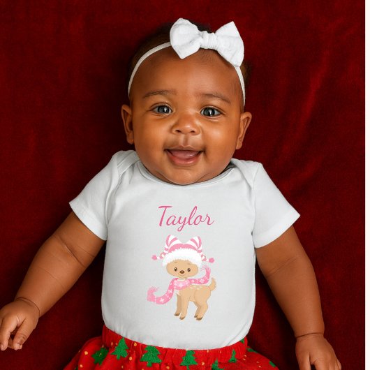Niedliches Rentier in Rosa Baby Strampler