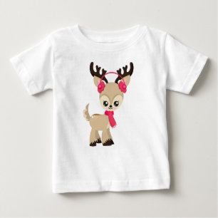 Niedliches Rentier, Kleine Rentiere, Roter Scarf Baby T-shirt