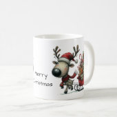 Niedliches Rentier mit Schlitten und Geschenken Kaffeetasse (VorderseiteRechts)
