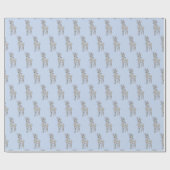 Niedliches Rentier-Muster Modernes Blaues Weihnach Geschenkpapier (Flach)