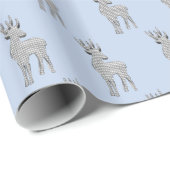 Niedliches Rentier-Muster Modernes Blaues Weihnach Geschenkpapier (Rolleneckpunkt)