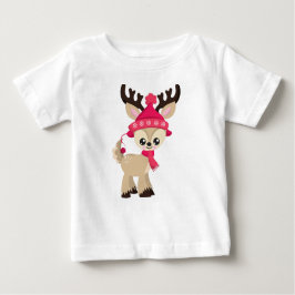 Niedliches Rentier, Rentier, Red Hat, Scarf Baby T-shirt