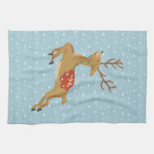 Niedliches Rentier und Schneefall Geschirrtuch (Horizontal)