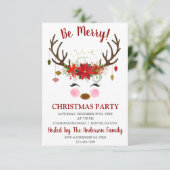 Niedliches Rentier Weihnachtsfest Abendessen Party Einladung (Stehend Vorderseite)