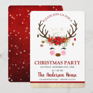 Niedliches Rentier Weihnachtsfest Abendessen Party Einladung