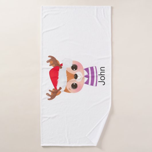 Niedliches Rentier Weihnachtsfest Badehandtuch (Badehandtuch)